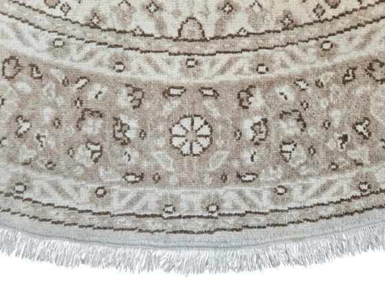 Image 1 of Handgeknüpfter, runder Orientteppich aus Wolle mit Blumenmuster, Kayseri-Creme, 200 x 200 cm