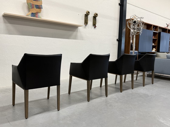 Image 1 of 4 Chaise de salle à manger Leolux Pyrite en cuir noir