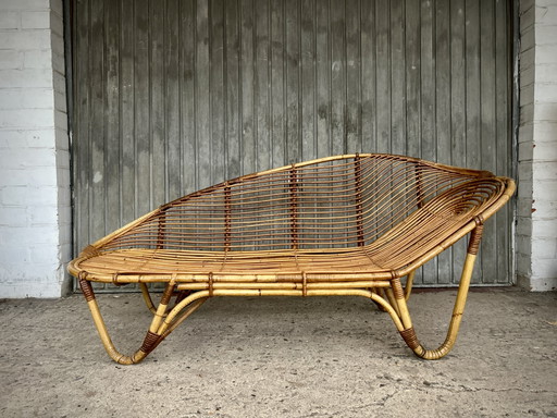 Vintage Midcentury Rattan Daybed / Lounger – Rohé Noordwolde