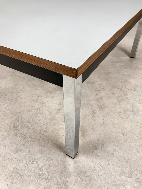 Image 1 of Tavolino da caffè vintage modernista, tavolino cromato bianco anni '70