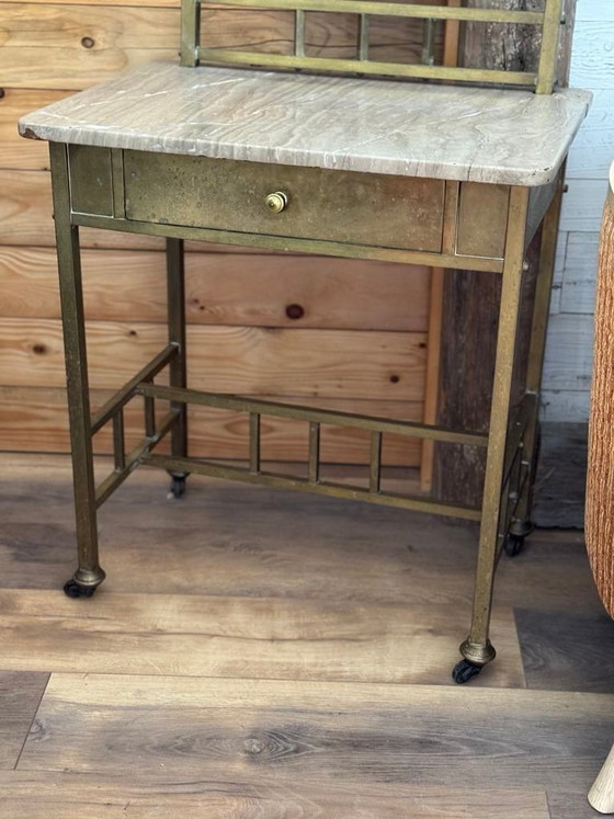 Vintage French Art Deco Vanity Table in Brass and Marble, 1940s, Dressing tables (photo 4 of 10)