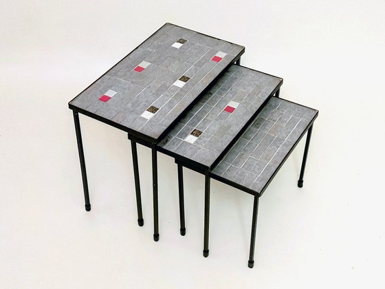 Image 1 of bijzettafeltjes mozaïek jaren 60