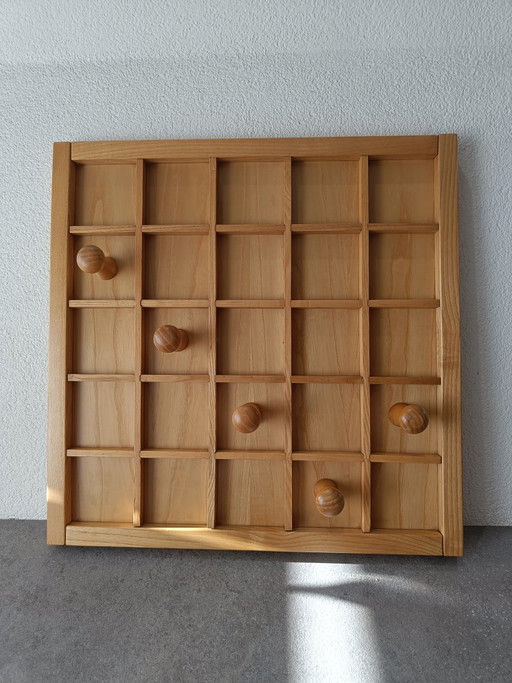 Grande appendiabiti da parete vintage in legno con 5 ganci – kapstokken, Wood