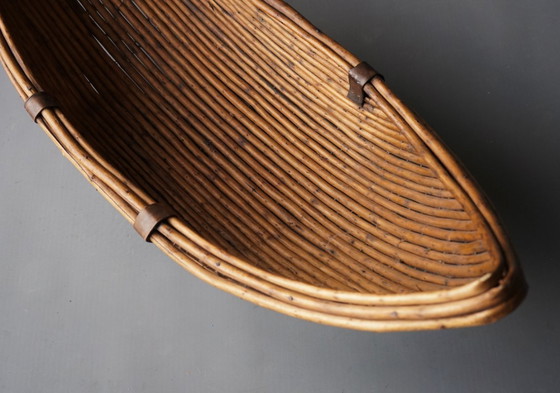 Image 1 of Grote rotan fruitmand, jaren 70