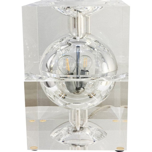 Lampada da tavolo in plexiglass di metà secolo, anni '70