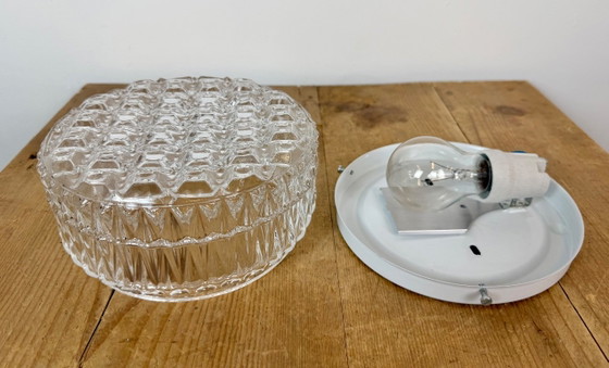 Vintage glazen wand- of plafondlamp uit de jaren 70. – Wandlampen, Glass, Metal (photo 13 of 15)