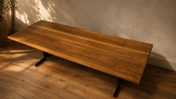 Image 1 of Vintage Rectangular Coffee Table with Wooden Top and Black Metal Base, 1960s