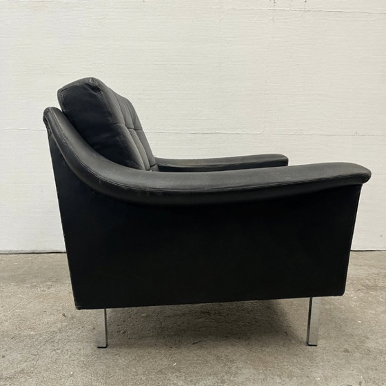 Image 1 of Midcentury Lounge Armchair - Profilia - Black Leather