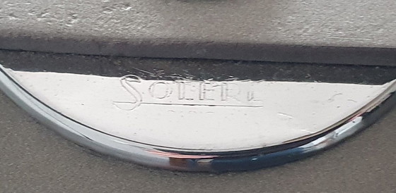 Image 1 of Industriële modernistische, beweegbare lamp, gesigneerd - Ontwerp van Ferdinand Solère, 1950 - Gelakt metaal en chroom