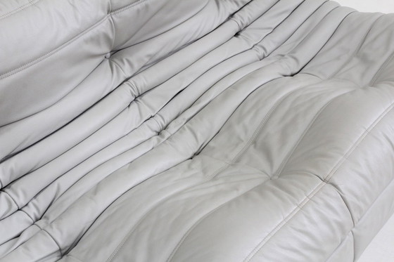 Image 1 of Vintage Togo Ligne Roset 3 seater sofa gray leather by Michel Ducaroy