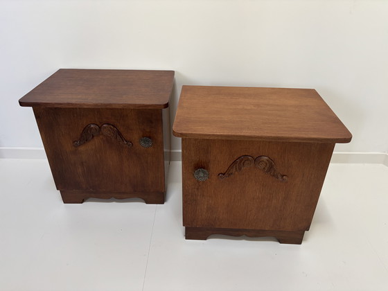 Image 1 of 2 comodini Mid-Century in rovere impiallacciato