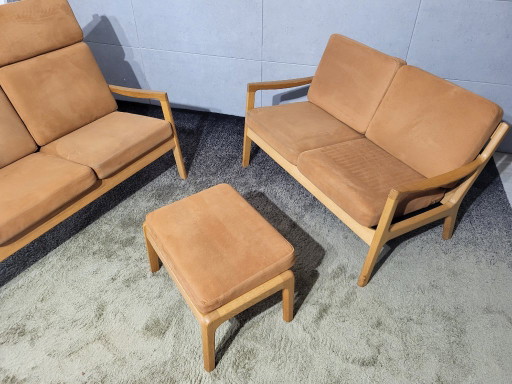 Diseño Danés Ole Wanscher 'Senator' Sofás (Couches) 3+2 plazas + otomana | Poul Jeppesen – bankstel, Wood (photo 2 of 16)