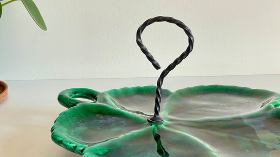 Image 1 of Piatto Barbotine in ceramica smaltata vintage