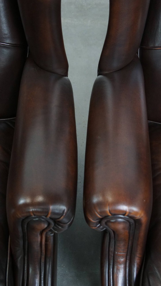 Image 1 of 2x Rundleren Oorfauteuil in Engelse Stijl