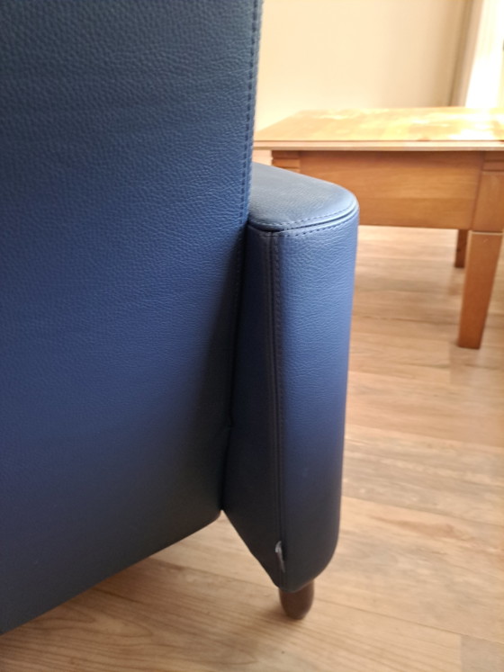 Image 1 of Blauw leren fauteuil