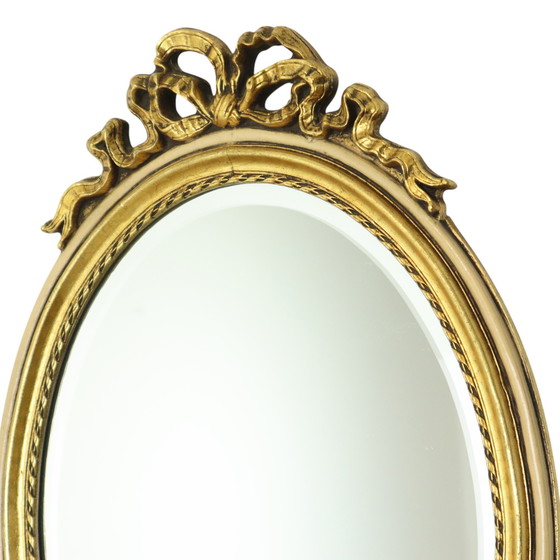 Image 1 of Miroir ovale doré à la feuille d'or