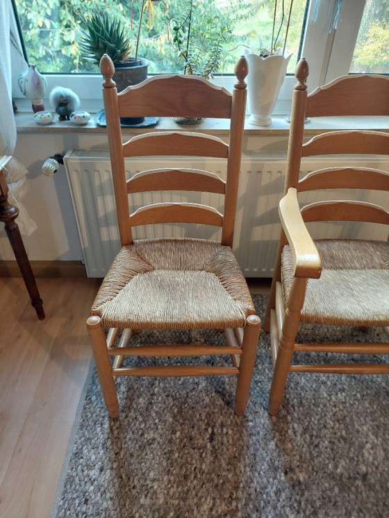 Image 1 of Dining room set, farmhouse style, solid oak