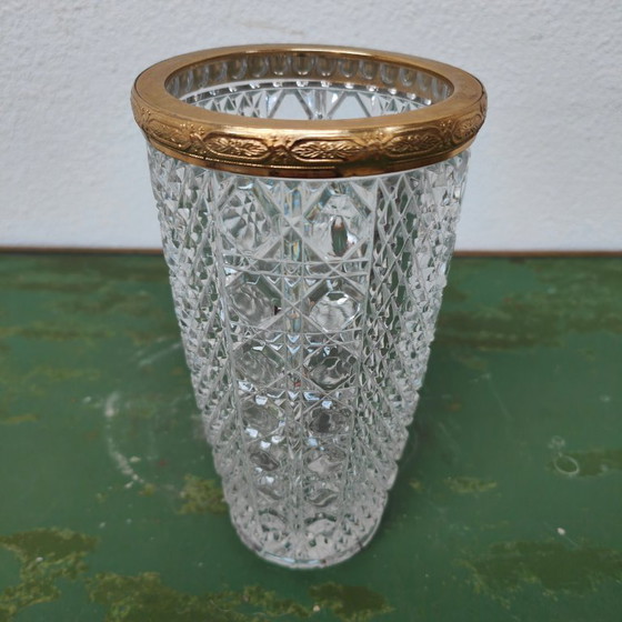 Image 1 of Vaso vintage Regency, vaso per fiori. Cristallo e ottone