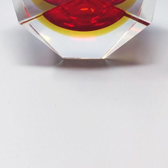 Image 1 of 1960s Gorgeous Red and Yellow Ashtray or Catch-All By Flavio Poli for Seguso
