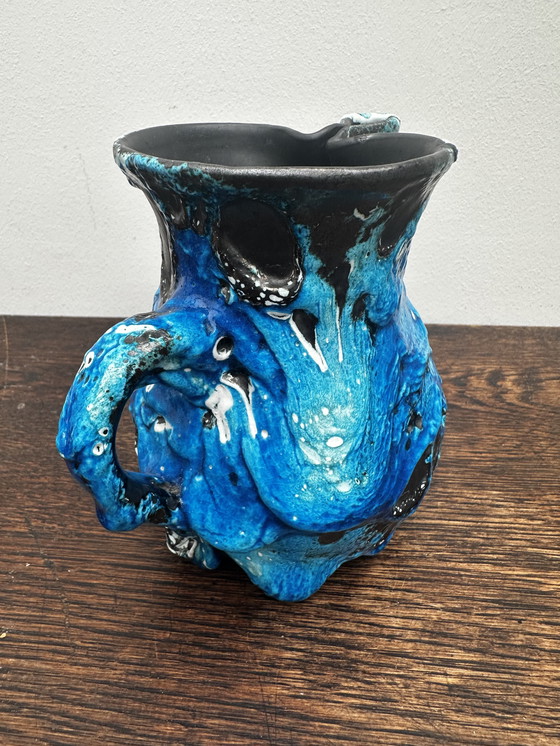 Image 1 of Small Fat Lava Blue Pitcher - Atelier du Cyclope Annecy