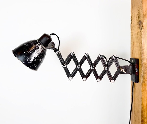 Applique industriale nera a forbice, anni '50, Metallo, Ferro, Nero, Vintage (foto 2 di 15)