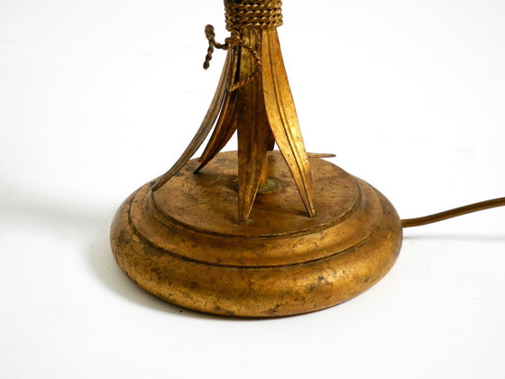 Image 1 of Preciosa lámpara de mesa floral original de los años 70 de Hans Kögl con forma de gavilla de trigo.