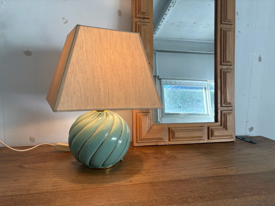 Lampe en céramique vintage avec bel abat-jour chaud, Tomasso barbi, Métal, Beige (photo 2 sur 6)