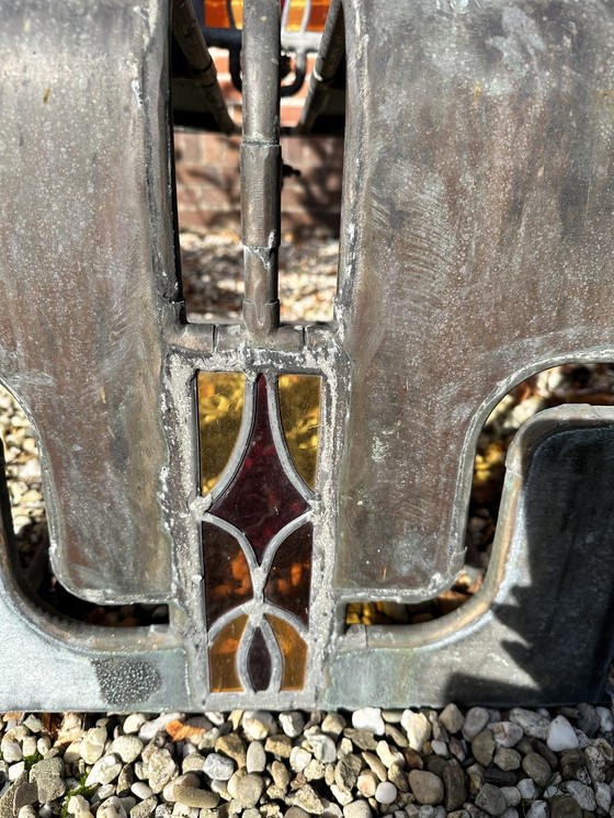 Image 1 of Twee glas in lood stoelen van Cor de Ree uit Roermond