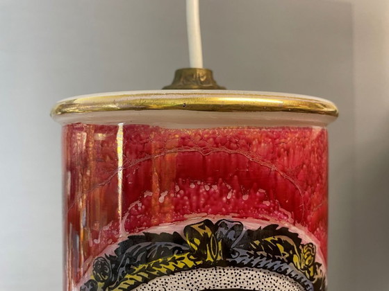 Image 1 of Hängelampe aus handbemaltem Glas