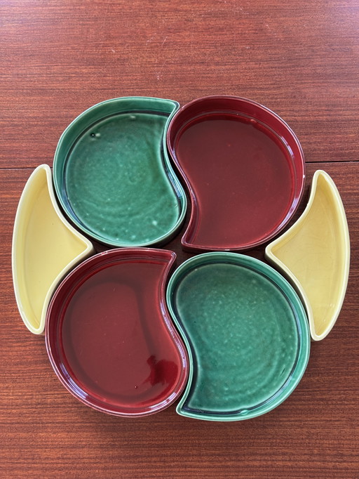 6 vintage bowls Gien France Val d'Or - handmade ceramics from the 50s/70s