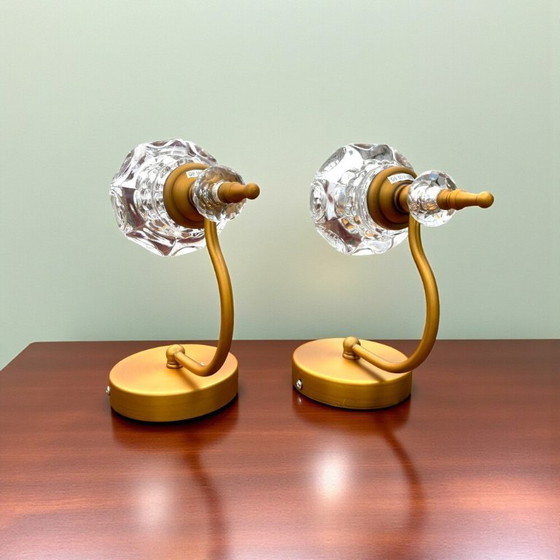 Image 1 of Applique da parete in oro e vetro per camera da letto, set di 2 NUOVE