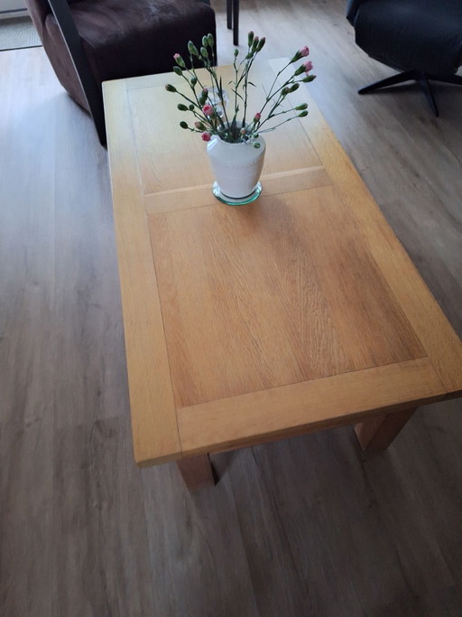 massief eiken salontafel met lade