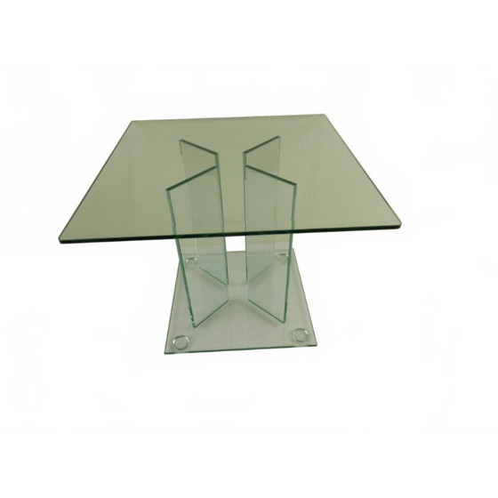 Image 1 of Table d'appoint postmoderne tout en verre des années 80 (style Leon Rosen / Peter Ghyczy)