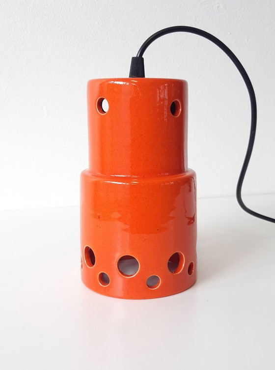 Image 1 of 1 van 3 keramieken aardewerken vintage hanglampen, West Germany fat lava stijl, keramische retro hanglampen