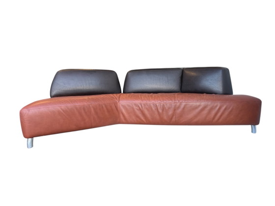 Image 1 of Cognac leren Leolux Archipel bank, postmodern ontwerp, Hugo de Ruiter
