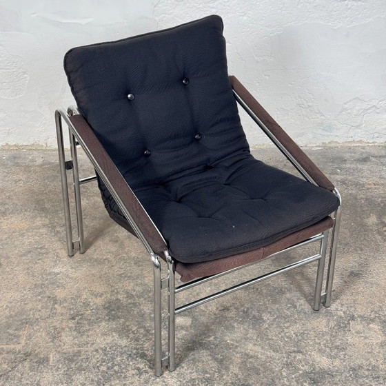 Image 1 of Pair of Bauhaus Style Mid-Century Armchairs