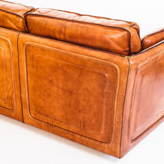Canapé Club Vintage Par Roche Bobois. Cuir de buffle camel. France, années 80 – Canapés 3 places, Leather (photo 22 of 23)