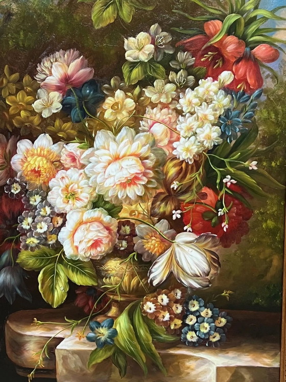 Signiertes Stillleben mit Blumen., Gemälde & Zeichnungen, Leinwand, Mid Century Modern (Foto 3 von 11)