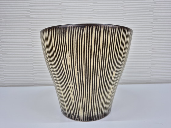 Image 1 of Pot de fleurs XXL en céramique des années 1950. Jardinière vintage « Zèbre ».