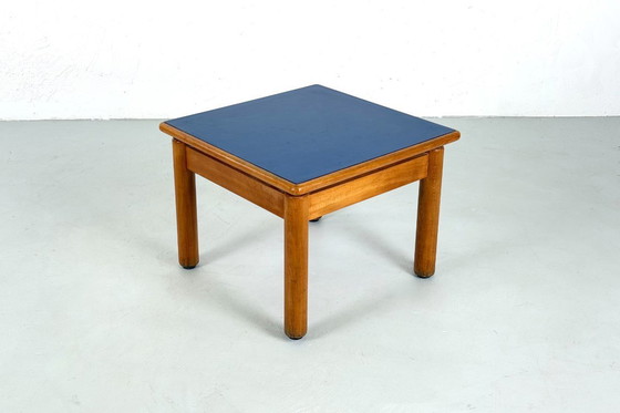 Image 1 of Coffee table in wood with blue top, France - 1960s