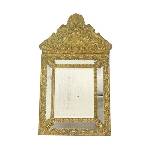 Antique Cushion Mirror Repousse Mirror France