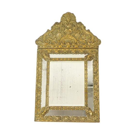 Image 1 of Miroir à coussin ancien Miroir Repousse France