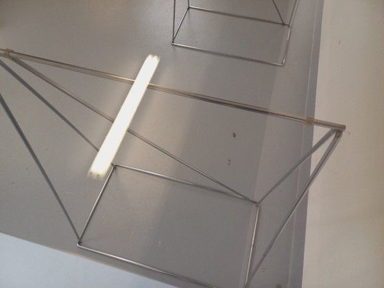 Image 1 of Vintage bureau uit de jaren 70 van gerookt glas en verchroomd metaal.