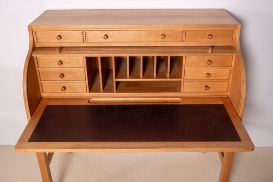 Image 1 of Andreas Hansen Rolltop-Schreibtischsekretär aus Eiche, Dänemark, 1970er Jahre