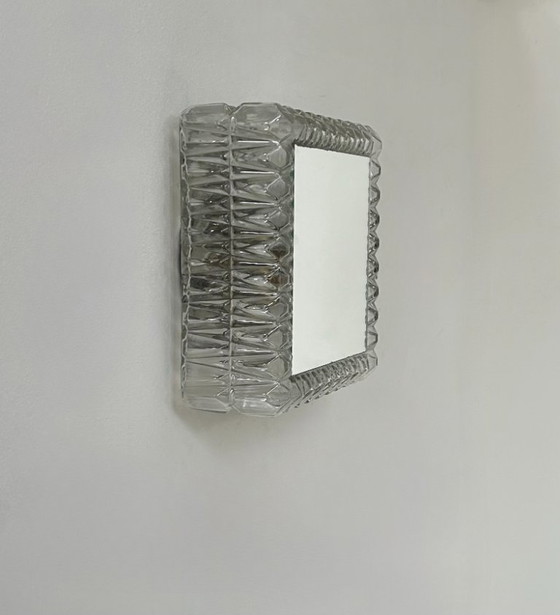 Image 1 of Applique da parete vintage, vetro stampato pressato e specchio, Francia, 1960