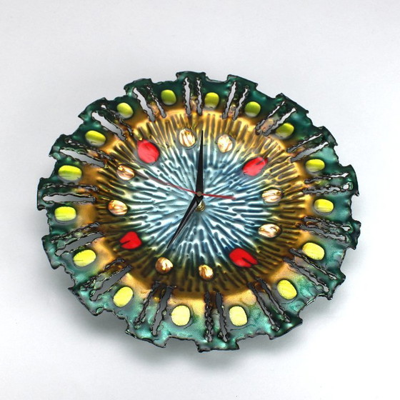 Image 1 of Franco Bastianelli - enameled wall clock - 1960s - Laurana Rame D'arte, Italy