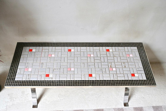 Image 1 of Couchtisch aus den 1970er Jahren mit Fliesenplatte und Chromsockel