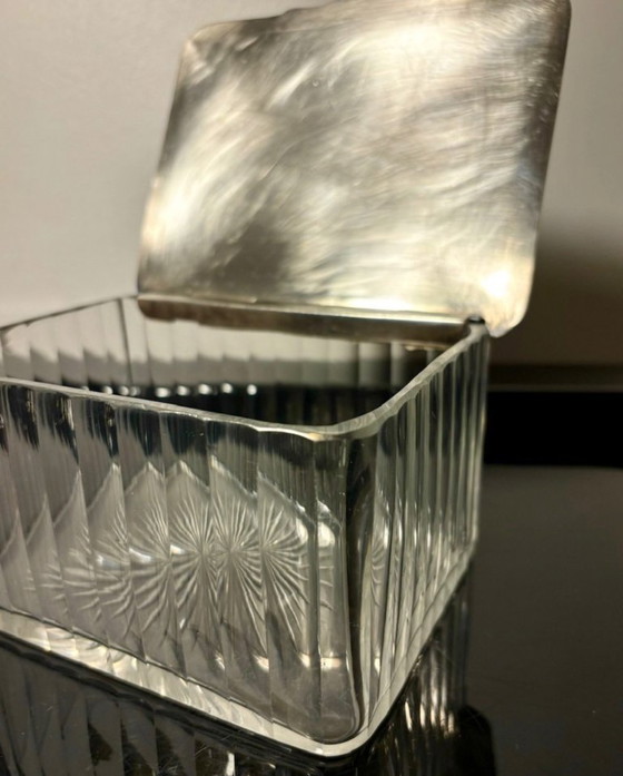 Image 1 of Baccarat crystal box silver lid