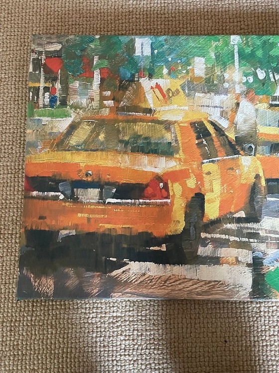 Scena di strada USA con Yellow Cabs, dipinto a olio originale, firmato, senza cornice.. – D'Autriche (photo 12 of 15)