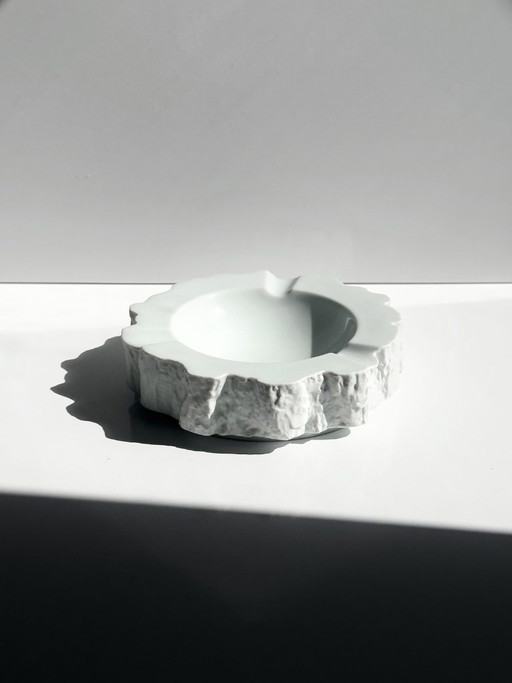 Cendrier vintage en porcelaine, porcelaine biscuit blanche, design brutaliste, années 1970 – schalen